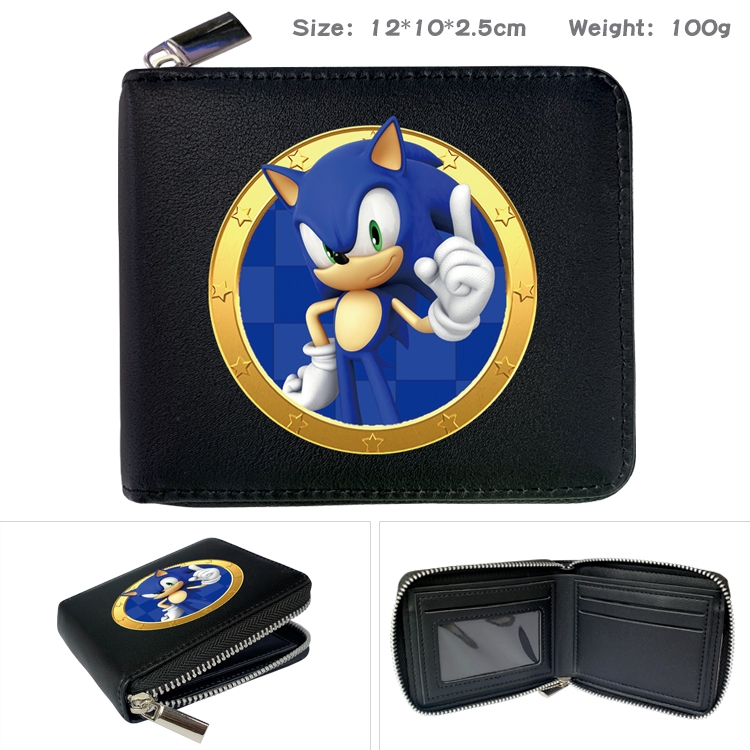 Sonic The Hedgehog Anime Full Color Short All Inclusive Zipper Wallet 10x12x2.5cm