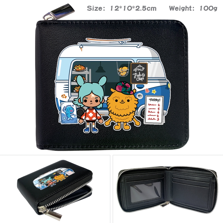 toca life world Anime Full Color Short All Inclusive Zipper Wallet 10x12x2.5cm