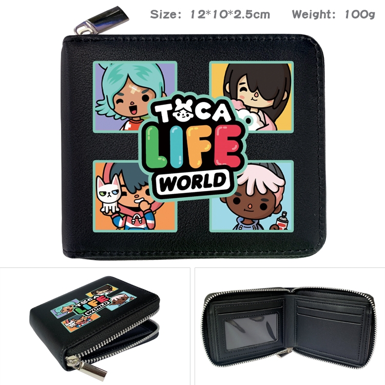 toca life world Anime Full Color Short All Inclusive Zipper Wallet 10x12x2.5cm