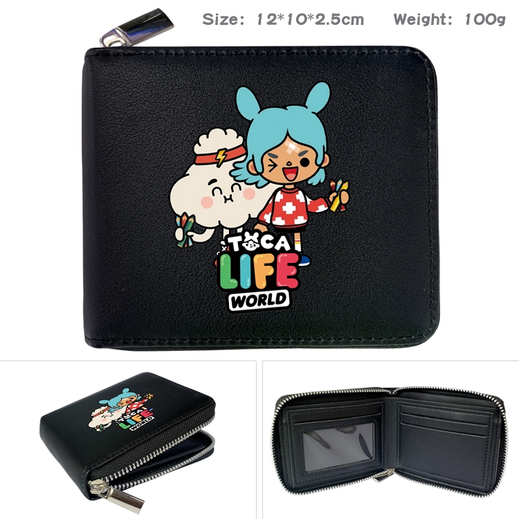 toca life world Anime Full Color Short All Inclusive Zipper Wallet 10x12x2.5cm