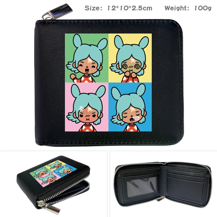 toca life world Anime Full Color Short All Inclusive Zipper Wallet 10x12x2.5cm