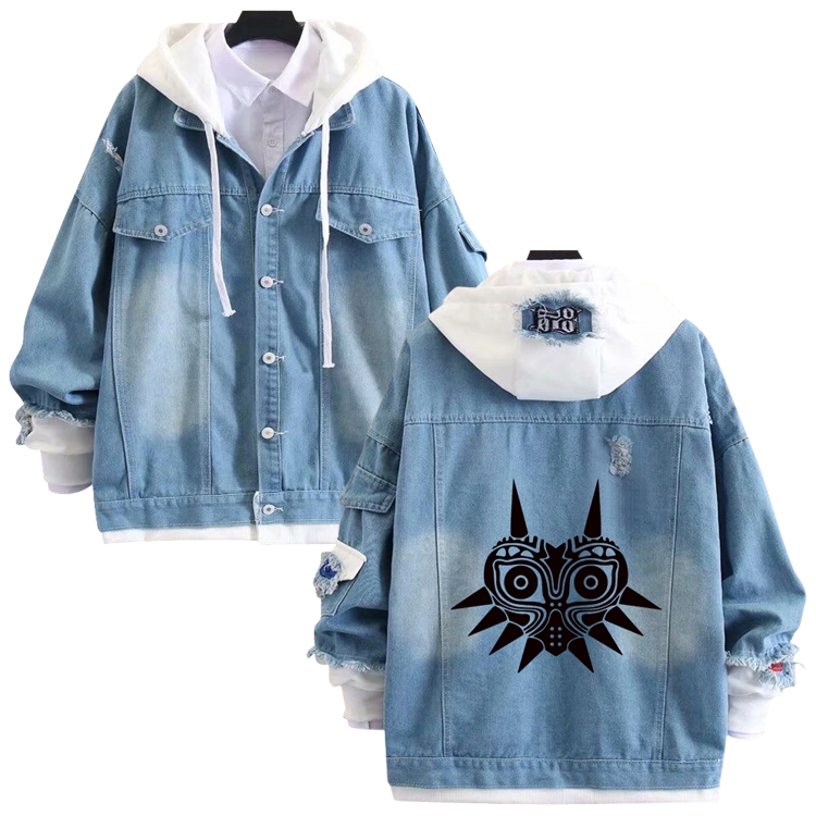 The Legend of Zelda anime stitching denim jacket top sweater from S to 4XL