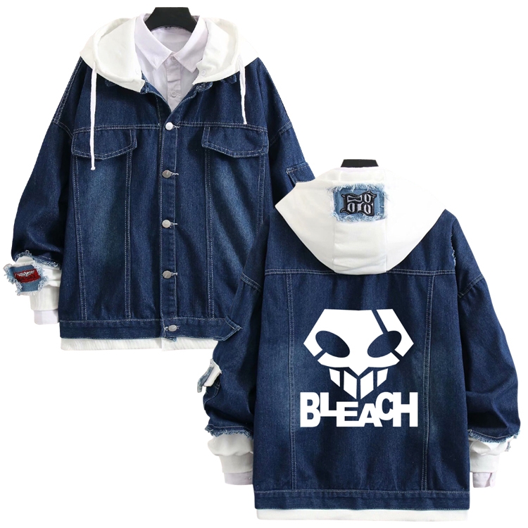 Bleach anime stitching denim jacket top sweater from S to 4XL