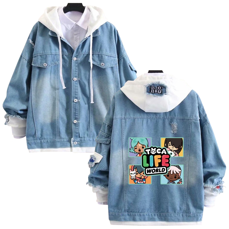 toca life world anime stitching denim jacket top sweater from S to 4XL