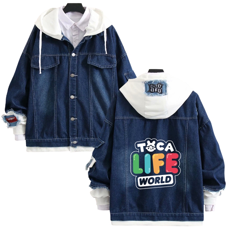 toca life world anime stitching denim jacket top sweater from S to 4XL