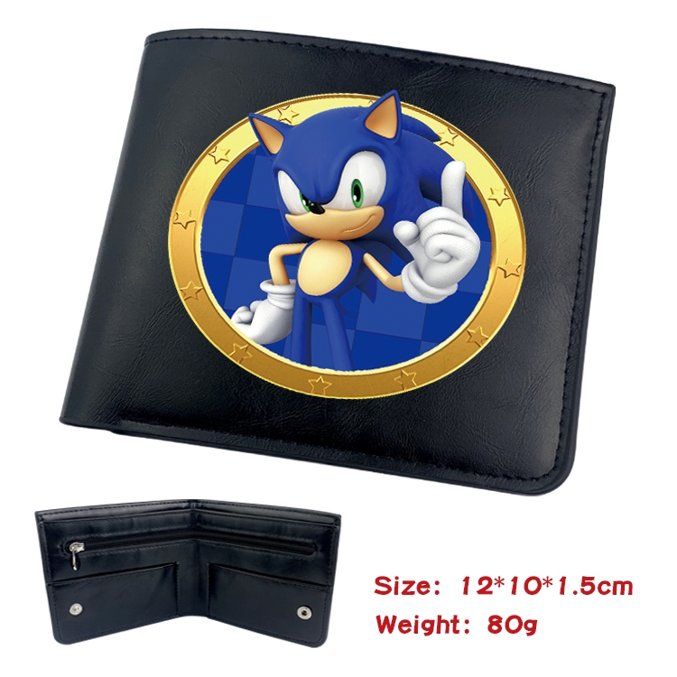 Sonic The Hedgehog Anime inner buckle magnetic buckle two fold wallet 22.5X13.5CM