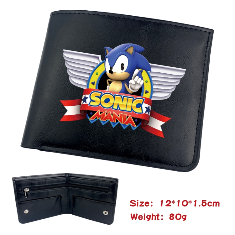 Sonic The Hedgehog Anime inner buckle magnetic buckle two fold wallet 22.5X13.5CM 