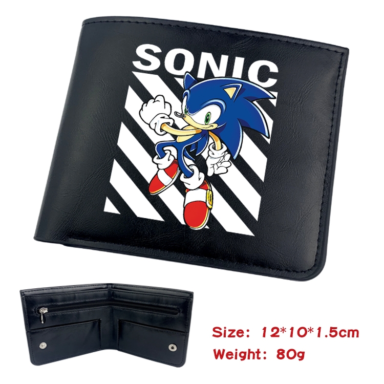 Sonic The Hedgehog Anime inner buckle magnetic buckle two fold wallet 22.5X13.5CM 