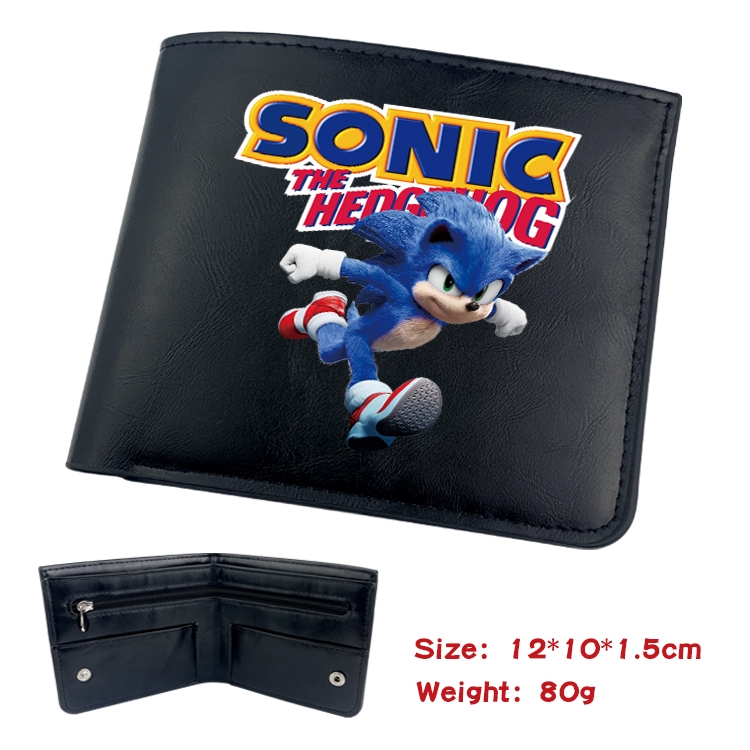 Sonic The Hedgehog Anime inner buckle magnetic buckle two fold wallet 22.5X13.5CM 