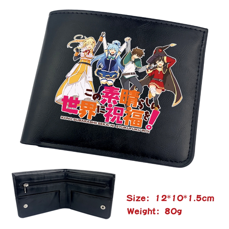 Blessings for a better world Anime inner buckle magnetic buckle two fold wallet 22.5X13.5CM 