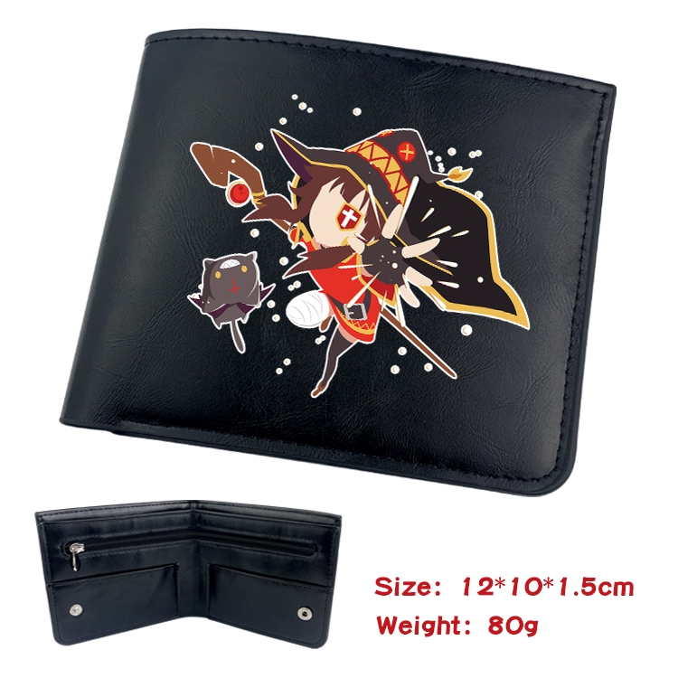 Blessings for a better world Anime inner buckle magnetic buckle two fold wallet 22.5X13.5CM 