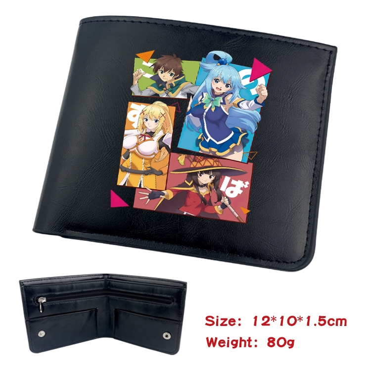 Blessings for a better world Anime inner buckle magnetic buckle two fold wallet 22.5X13.5CM