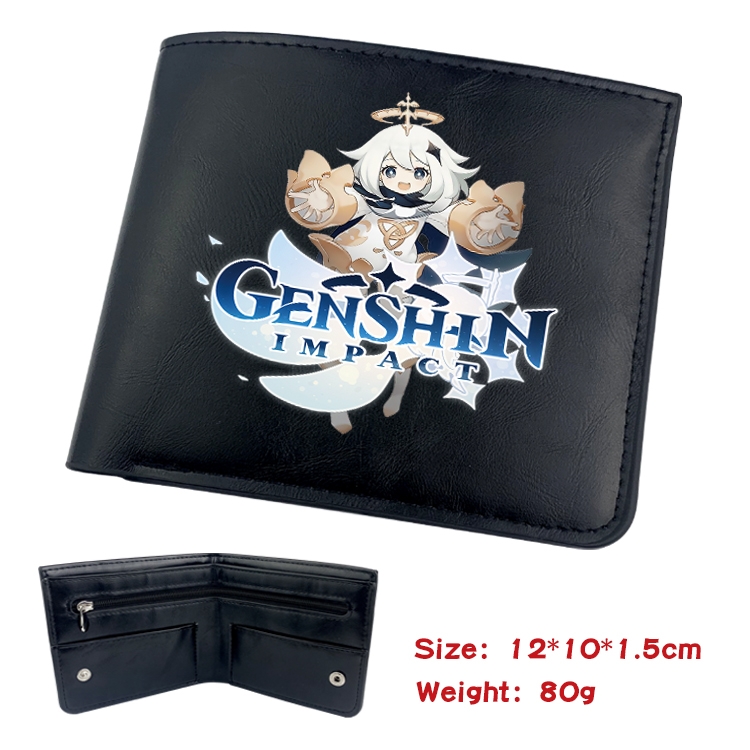 Genshin Impact Anime inner buckle magnetic buckle two fold wallet 22.5X13.5CM