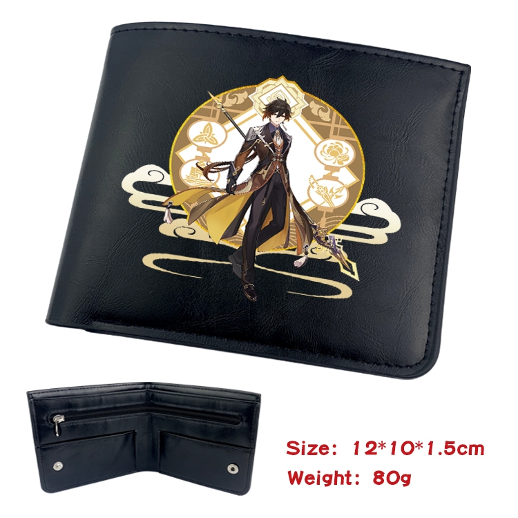 Genshin Impact Anime inner buckle magnetic buckle two fold wallet 22.5X13.5CM