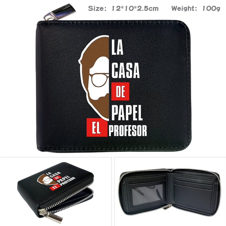 Money Heist Anime Full Color Short All Inclusive Zipper Wallet 10x12x2.5cm