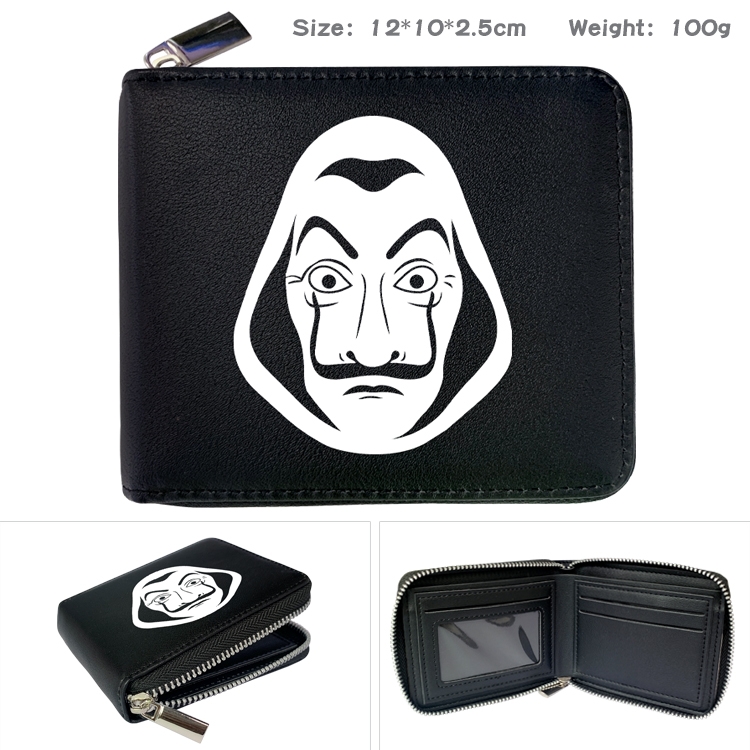 Money Heist Anime Full Color Short All Inclusive Zipper Wallet 10x12x2.5cm