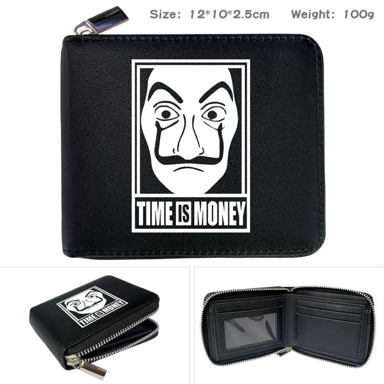 Money Heist Anime Full Color Short All Inclusive Zipper Wallet 10x12x2.5cm