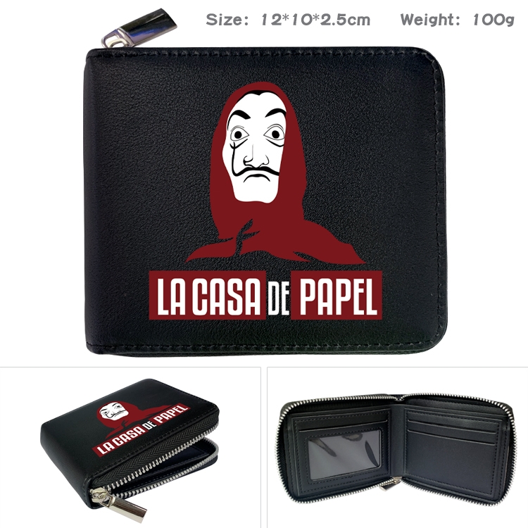 Money Heist Anime Full Color Short All Inclusive Zipper Wallet 10x12x2.5cm