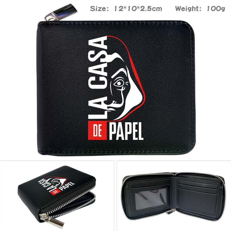 Money Heist Anime Full Color Short All Inclusive Zipper Wallet 10x12x2.5cm