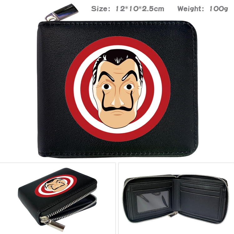 Money Heist Anime Full Color Short All Inclusive Zipper Wallet 10x12x2.5cm