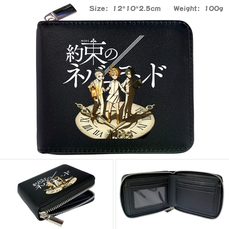 The Promised Neverla Anime Full Color Short All Inclusive Zipper Wallet 10x12x2.5cm