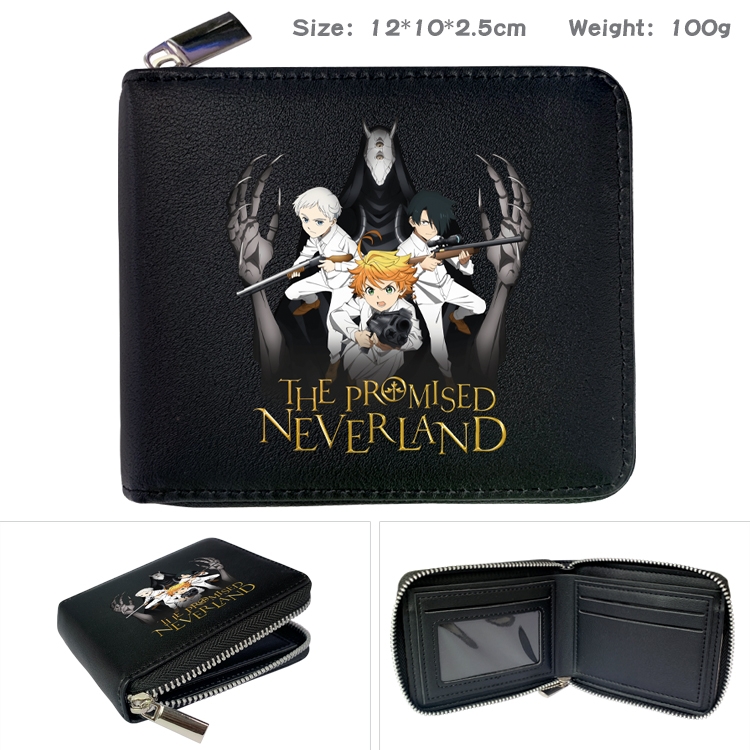 The Promised Neverla Anime Full Color Short All Inclusive Zipper Wallet 10x12x2.5cm