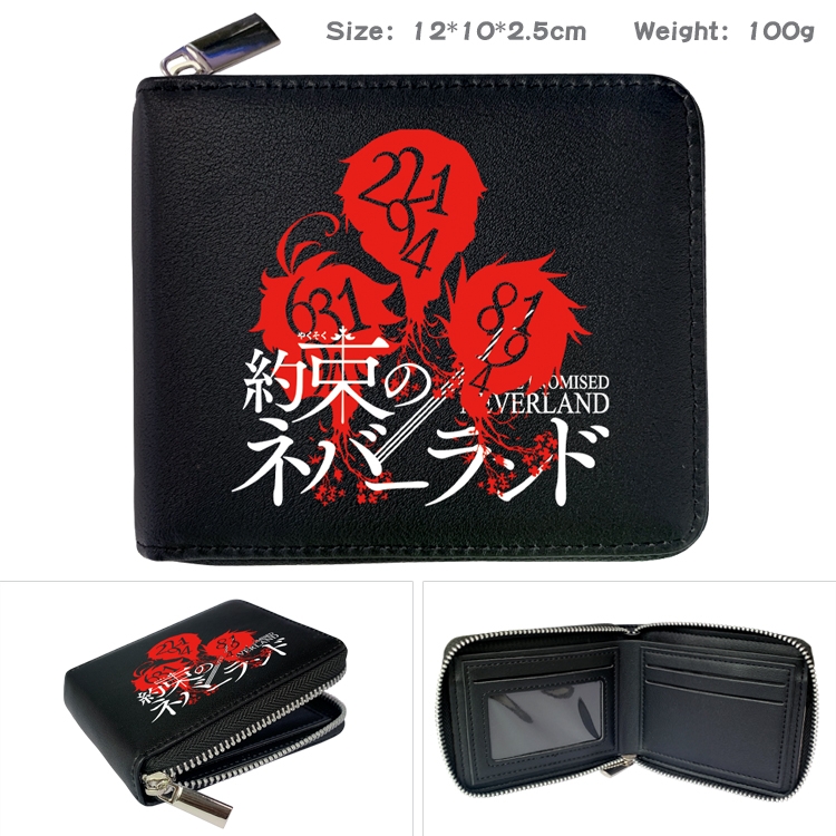 The Promised Neverla Anime Full Color Short All Inclusive Zipper Wallet 10x12x2.5cm