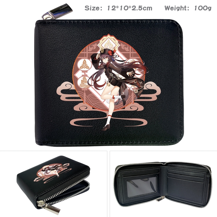 Genshin Impact Anime Full Color Short All Inclusive Zipper Wallet 10x12x2.5cm