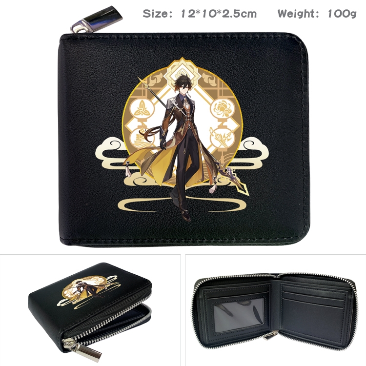 Genshin Impact Anime Full Color Short All Inclusive Zipper Wallet 10x12x2.5cm