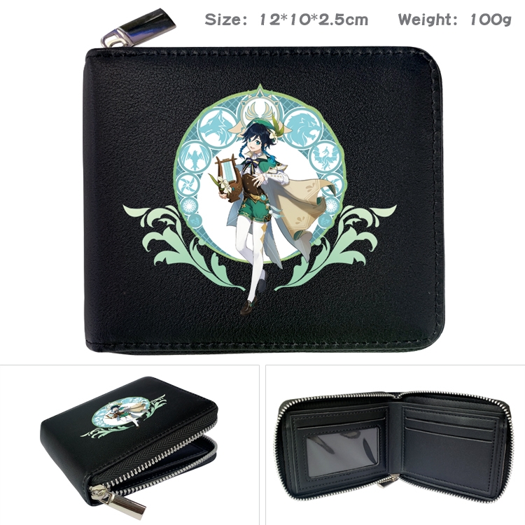 Genshin Impact Anime Full Color Short All Inclusive Zipper Wallet 10x12x2.5cm