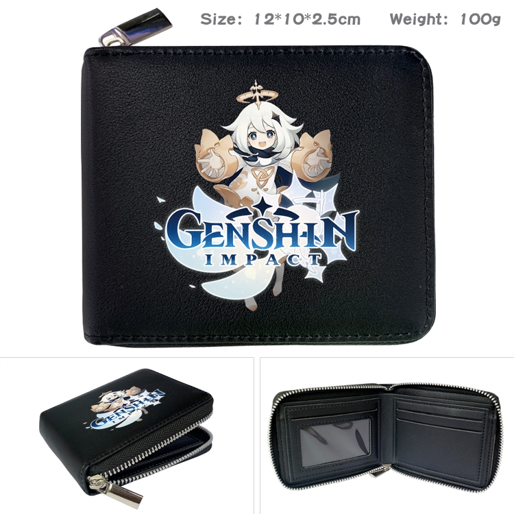 Genshin Impact Anime Full Color Short All Inclusive Zipper Wallet 10x12x2.5cm