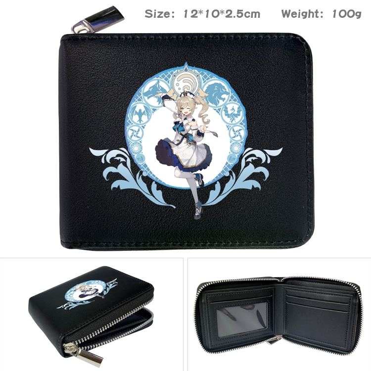 Genshin Impact Anime Full Color Short All Inclusive Zipper Wallet 10x12x2.5cm