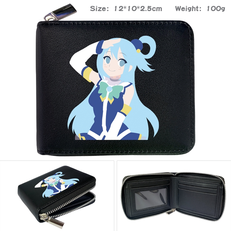 Blessings for a better world Anime Full Color Short All Inclusive Zipper Wallet 10x12x2.5cm