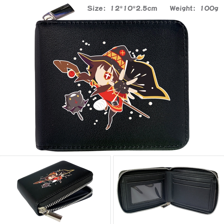 Blessings for a better world Anime Full Color Short All Inclusive Zipper Wallet 10x12x2.5cm