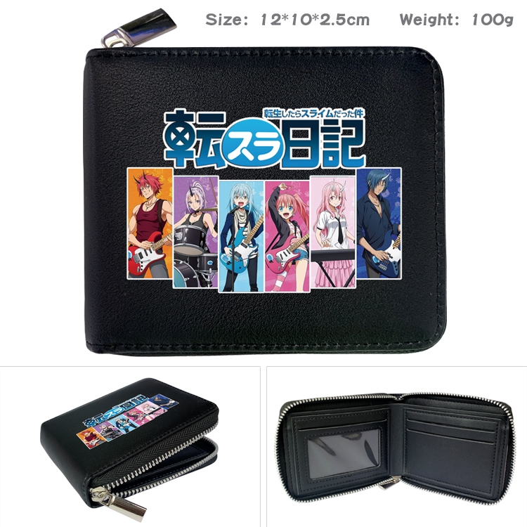 That Time I Got Slim Anime Full Color Short All Inclusive Zipper Wallet 10x12x2.5cm