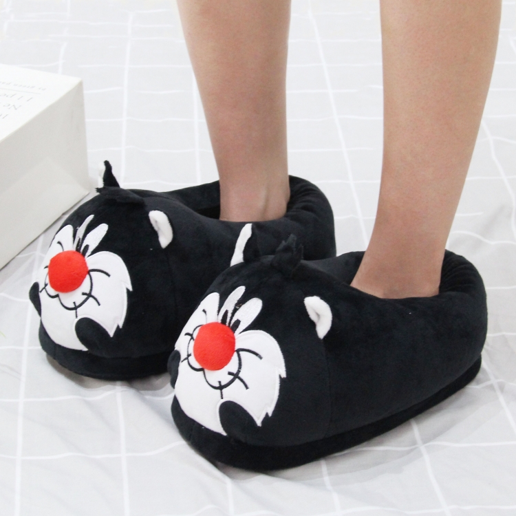 Shoe Black Cat  Half-pack shoes plush crystal super soft pp cotton slippers 28CM