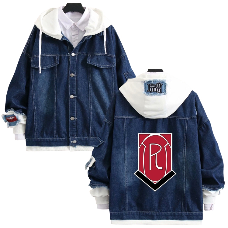 Date-A-Live anime stitching denim jacket top sweater from S to 4XL