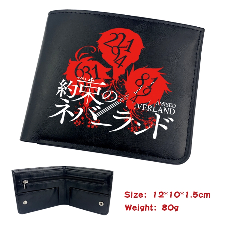 The Promised Neverla Anime inner buckle magnetic buckle two fold wallet 22.5X13.5CM