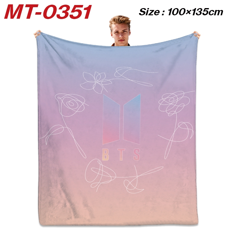 BTS Flannel Blanket Air Conditioning Quilt Double Sided Printing 100x135cm MT-0351