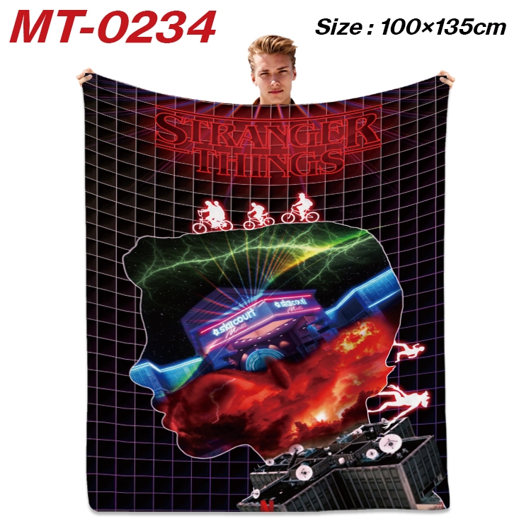 Stranger Things Anime Flannel Blanket Air Conditioning Quilt Double Sided Printing 100x135cm MT-0234