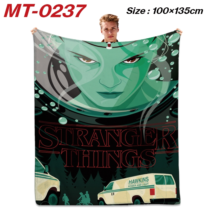 Stranger Things Anime Flannel Blanket Air Conditioning Quilt Double Sided Printing 100x135cm MT-0237