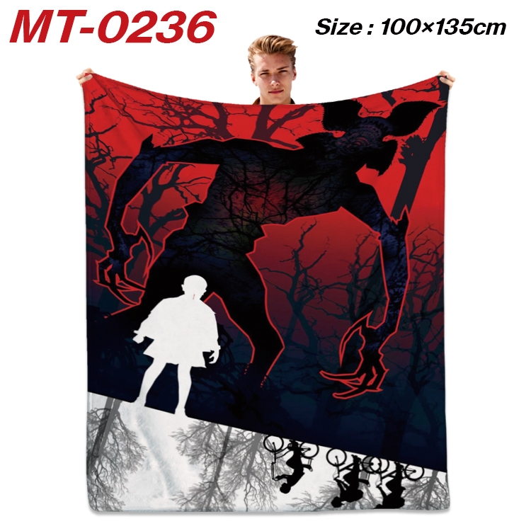 Stranger Things Anime Flannel Blanket Air Conditioning Quilt Double Sided Printing 100x135cm MT-0236