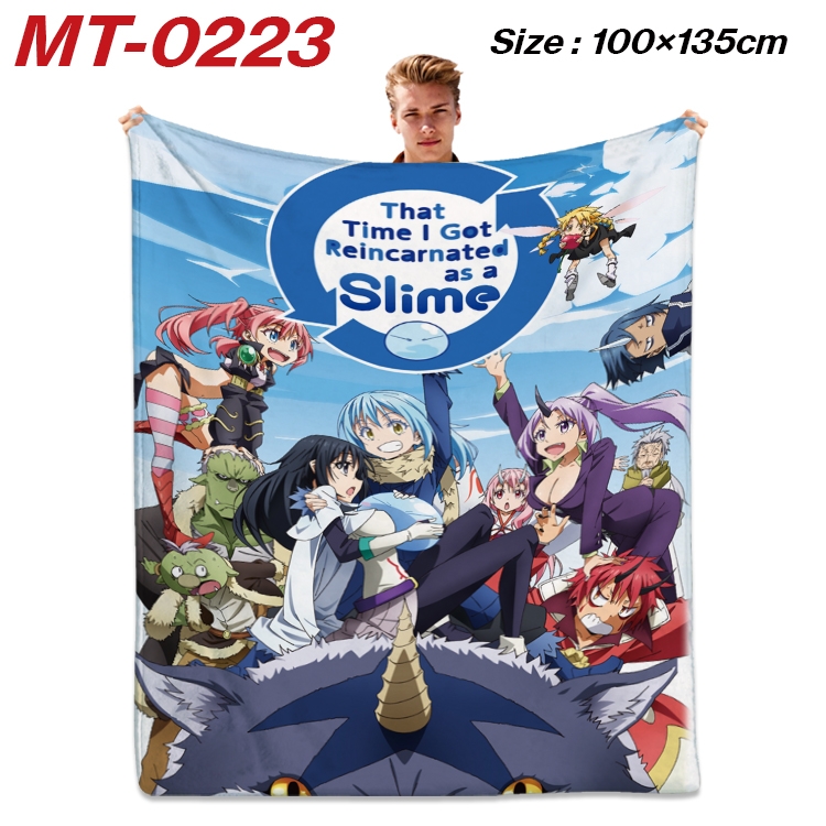 That Time I Got Slim Anime Flannel Blanket Air Conditioning Quilt Double Sided Printing 100x135cm MT-0223