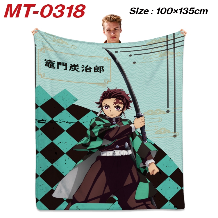 Demon Slayer Kimets Anime Flannel Blanket Air Conditioning Quilt Double Sided Printing 100x135cm  MT-0318