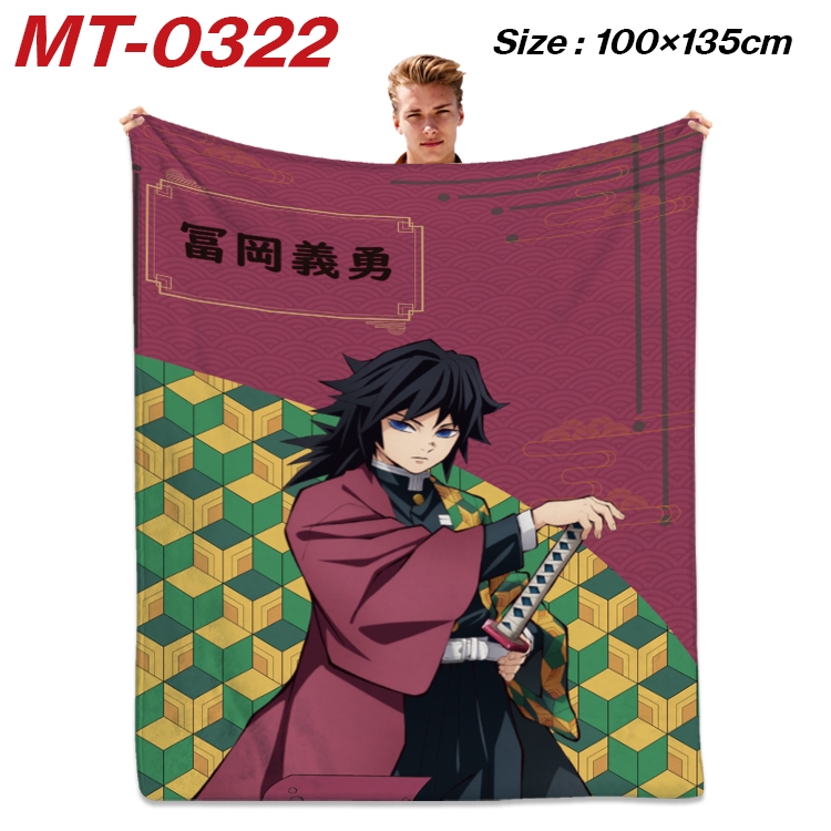 Demon Slayer Kimets Anime Flannel Blanket Air Conditioning Quilt Double Sided Printing 100x135cm MT-0322