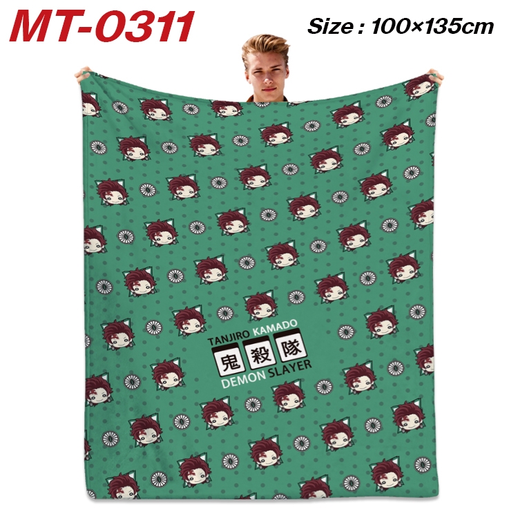 Demon Slayer Kimets Anime Flannel Blanket Air Conditioning Quilt Double Sided Printing 100x135cm MT-0311