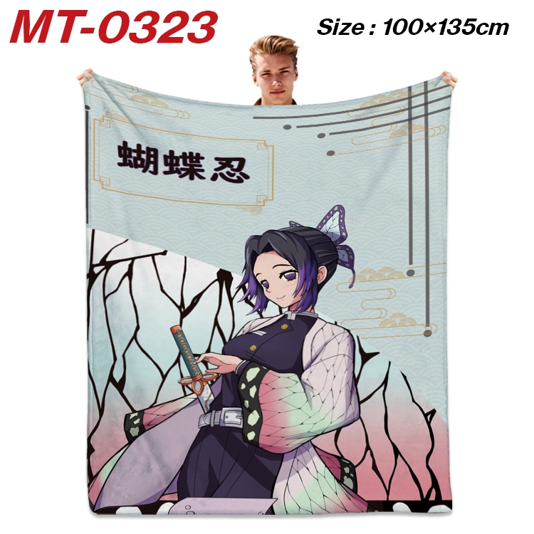 Demon Slayer Kimets Anime Flannel Blanket Air Conditioning Quilt Double Sided Printing 100x135cm  MT-0323