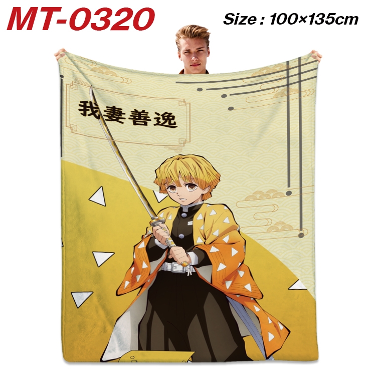 Demon Slayer Kimets Anime Flannel Blanket Air Conditioning Quilt Double Sided Printing 100x135cm  MT-0320