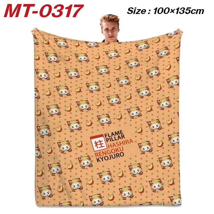 Demon Slayer Kimets Anime Flannel Blanket Air Conditioning Quilt Double Sided Printing 100x135cm  MT-0317