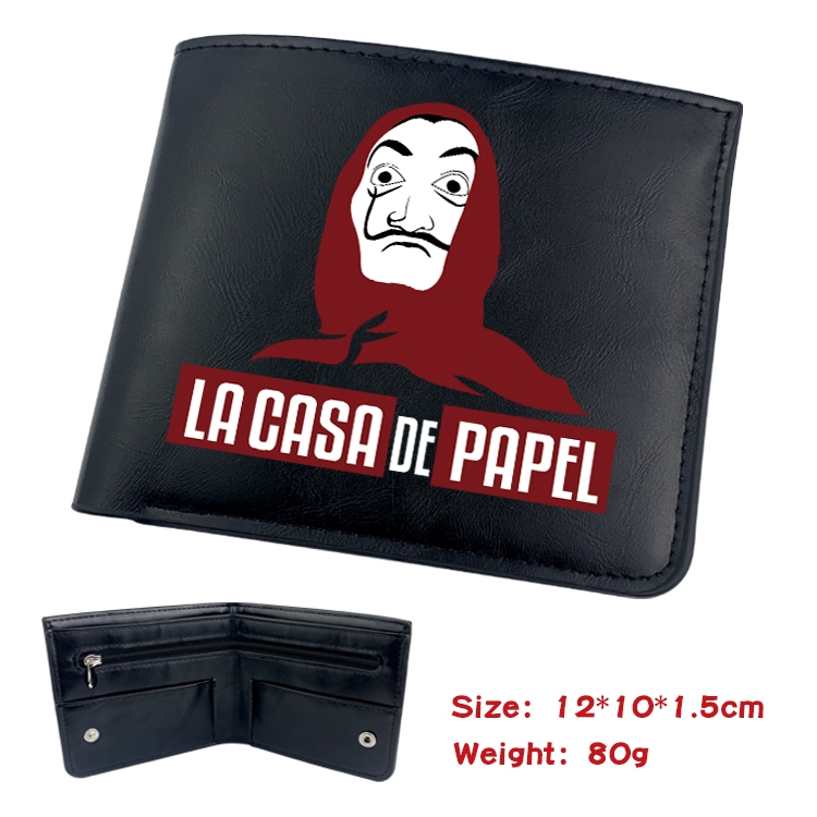 Money Heist Anime inner buckle magnetic buckle half fold wallet 22.5X13.5CM